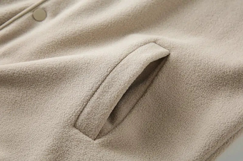 Fleece Collarless Cardigan Jacket