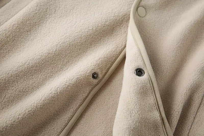 Fleece Collarless Cardigan Jacket