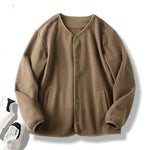 Fleece Collarless Cardigan Jacket