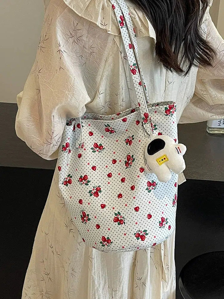 Floral Canvas Bucket Shoulder Bag