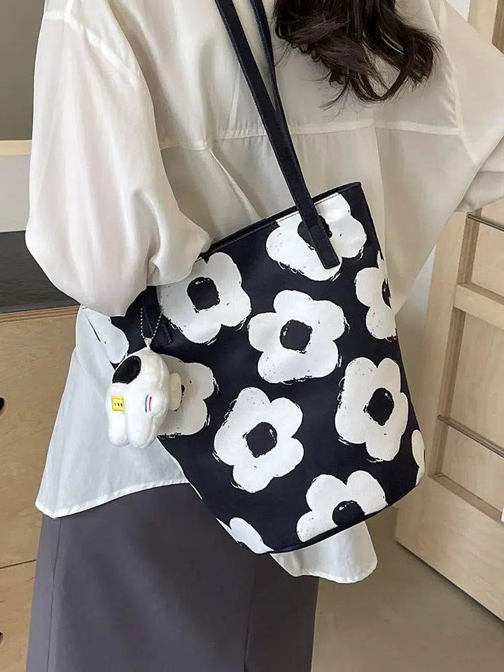 Floral Canvas Bucket Shoulder Bag