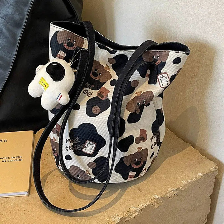 Floral Canvas Bucket Shoulder Bag