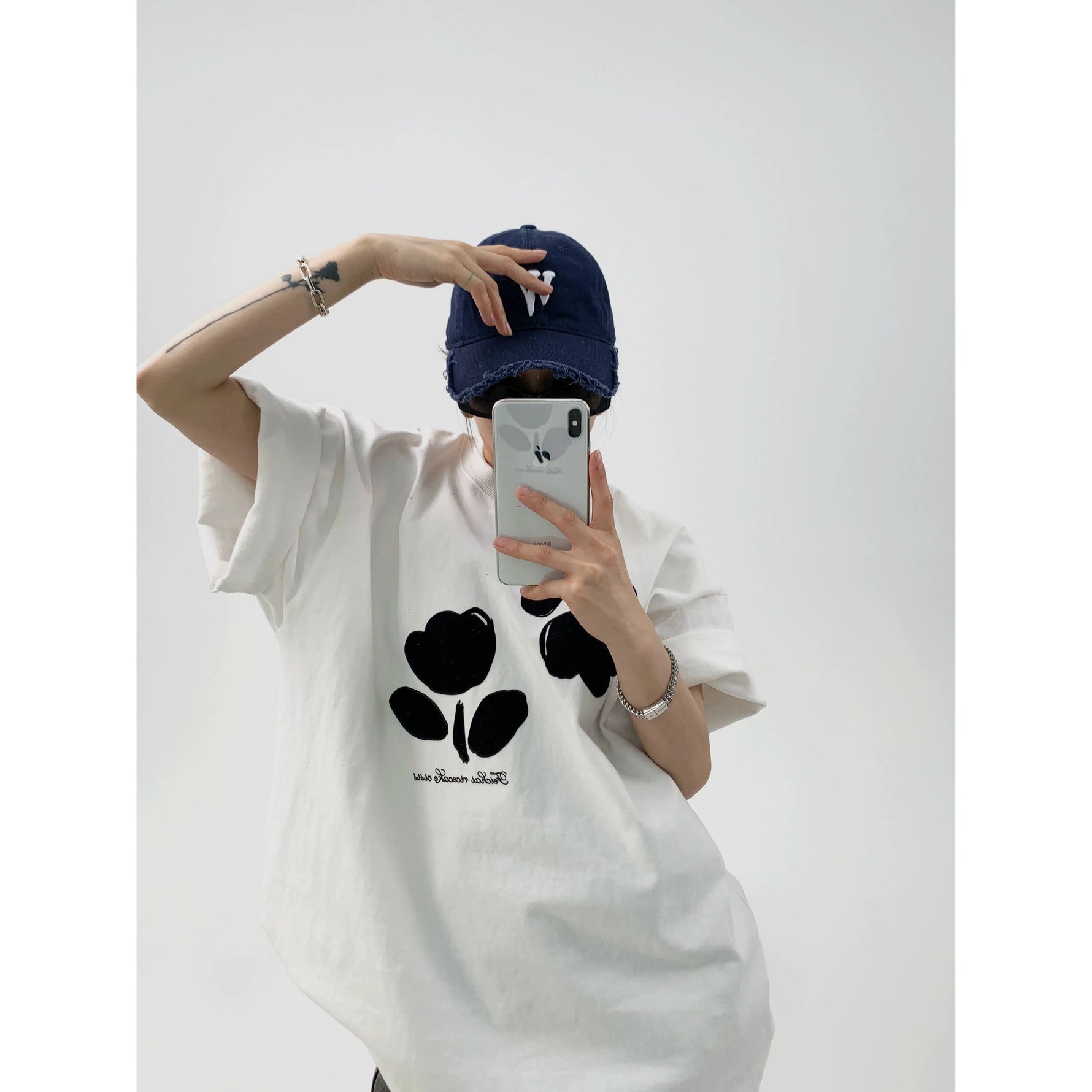 Floral Design Oversized Graphic T-Shirt