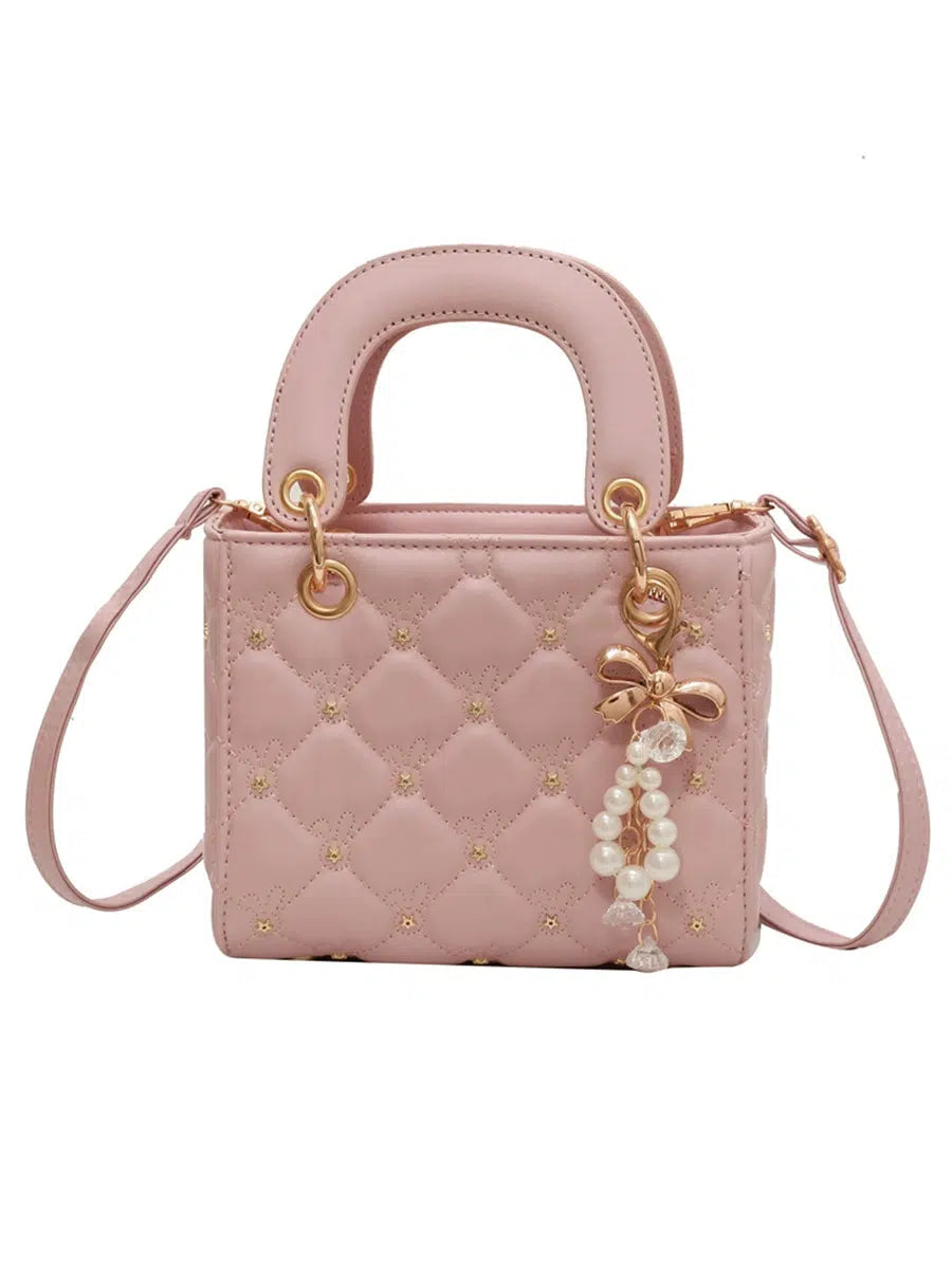 Floral Embellishments Quilted Handbag
