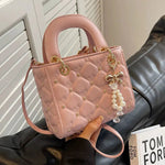 Floral Embellishments Quilted Handbag