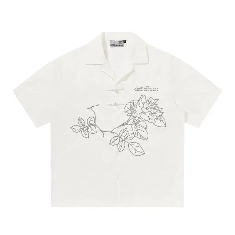 Floral Embroidered Button-down Shirt