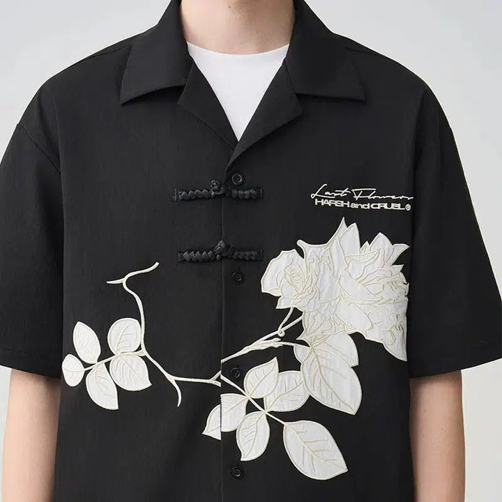 Floral Embroidered Button-down Shirt