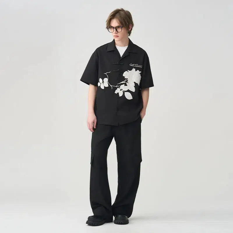 Floral Embroidered Button-down Shirt