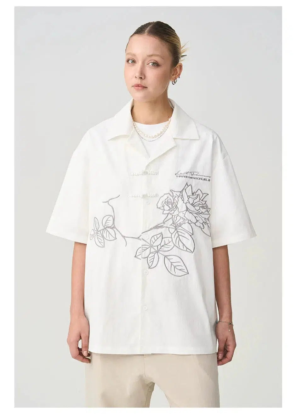 Floral Embroidered Button-down Shirt