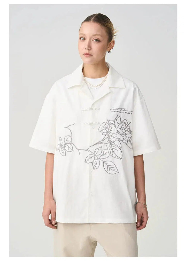 Floral Embroidered Button-down Shirt