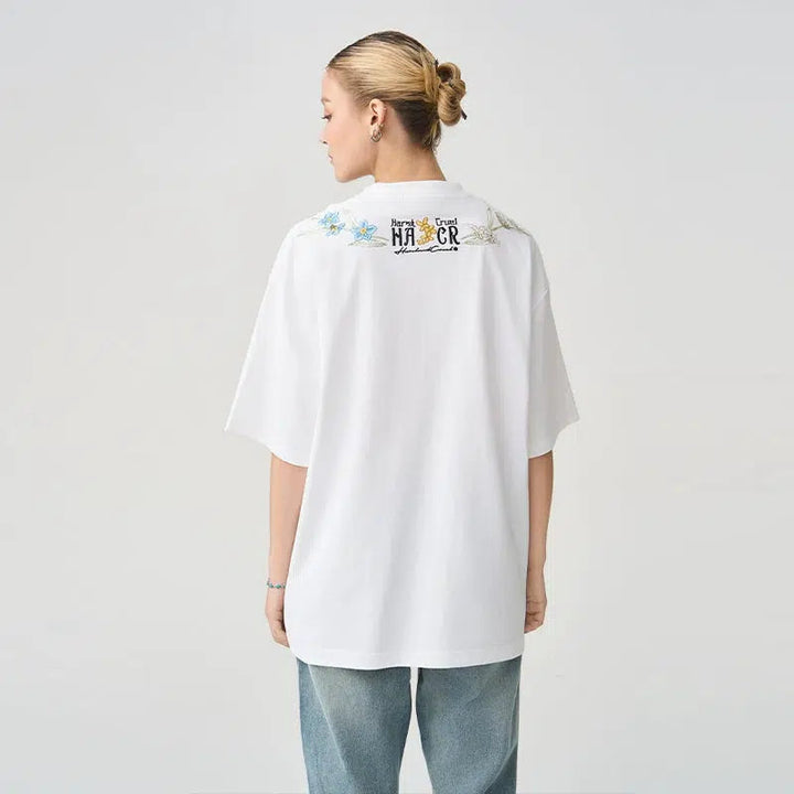 Floral Embroidered Crewneck T-shirt