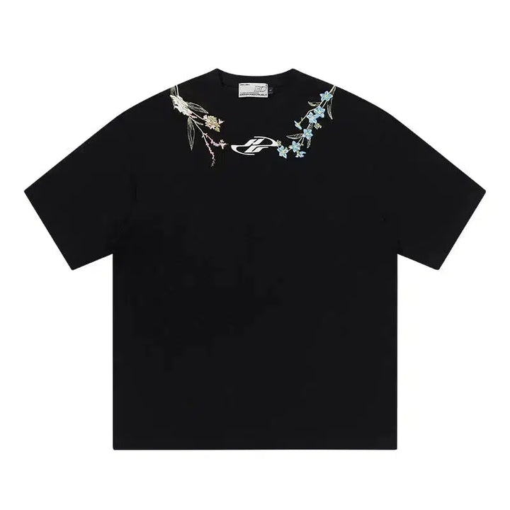 Floral Embroidered Crewneck T-shirt