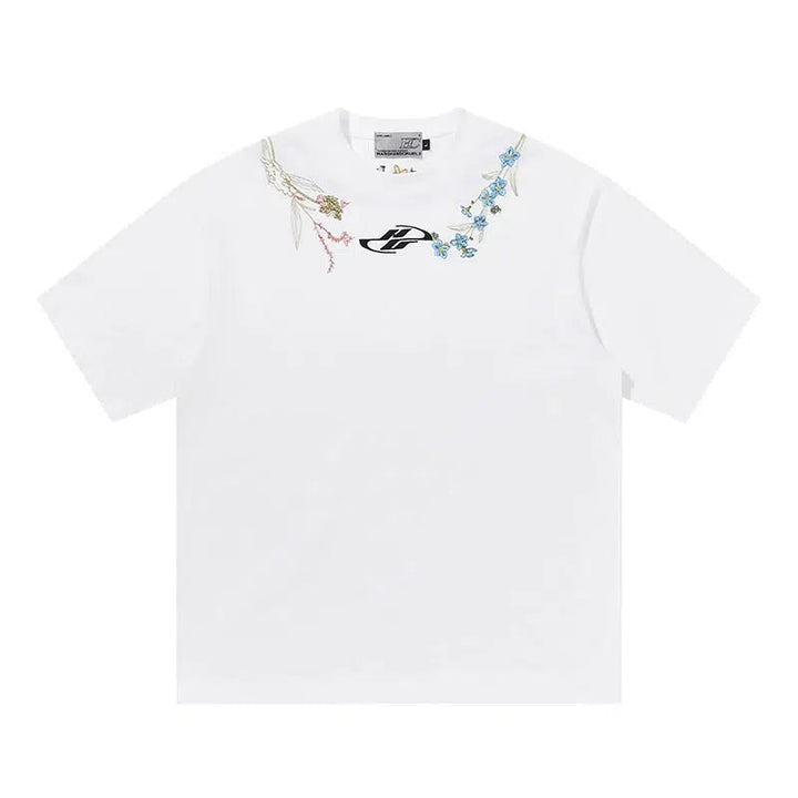 Floral Embroidered Crewneck T-shirt