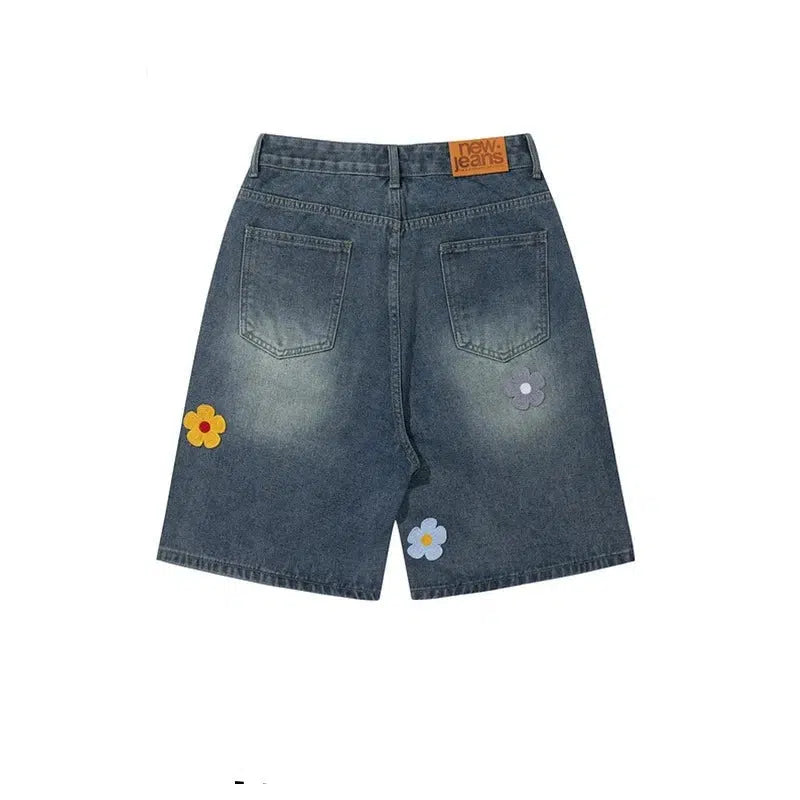 Floral Embroidered Denim Shorts