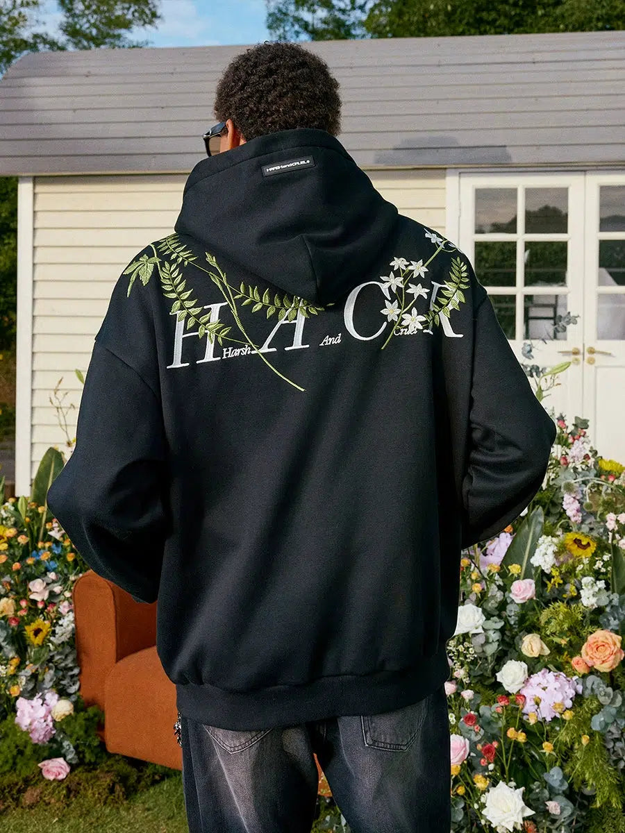 Floral Embroidered Hooded Sweatshirt