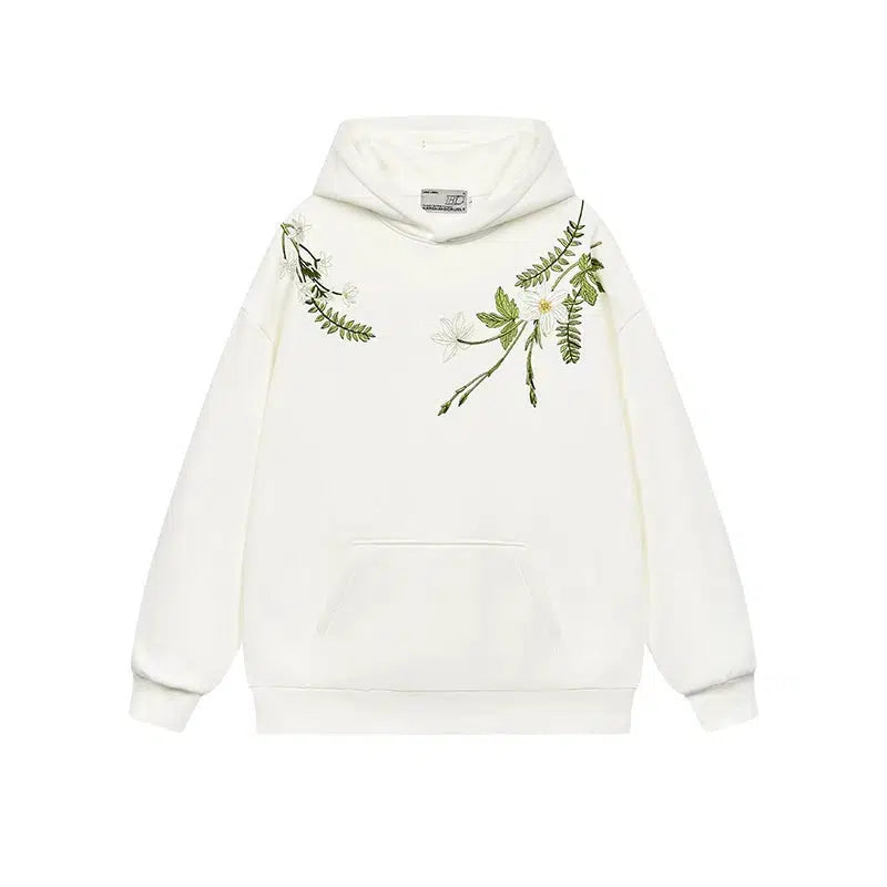 Floral Embroidered Hooded Sweatshirt
