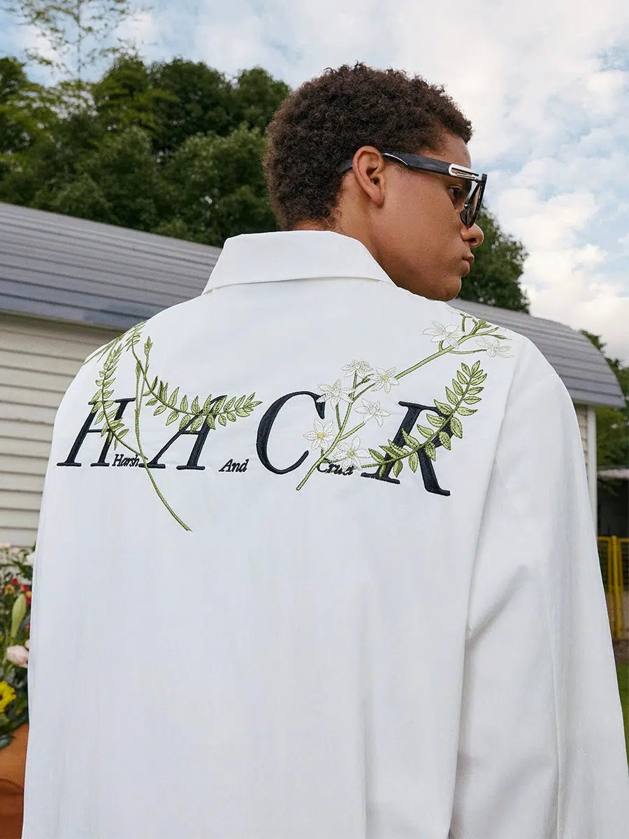 Floral Embroidered Long-Sleeved Shirt