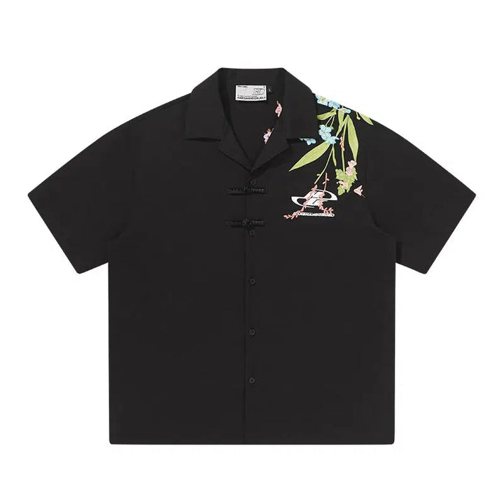 Floral Embroidered Short Sleeve Shirt