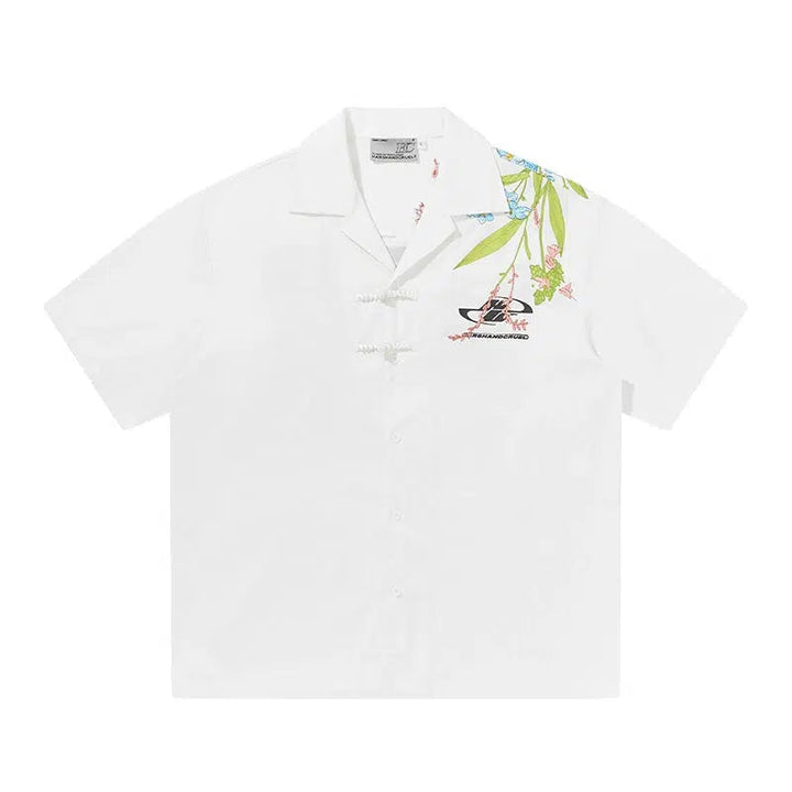 Floral Embroidered Short Sleeve Shirt