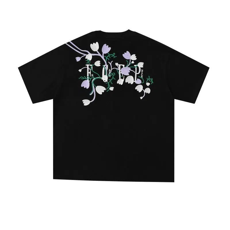 Floral Embroidered Short Sleeve T-shirt