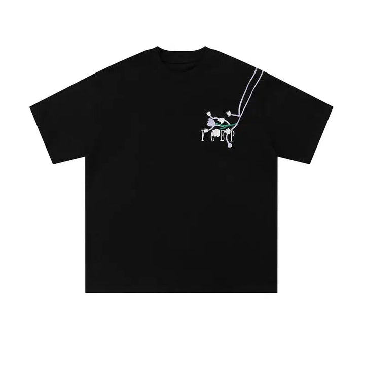 Floral Embroidered Short Sleeve T-shirt