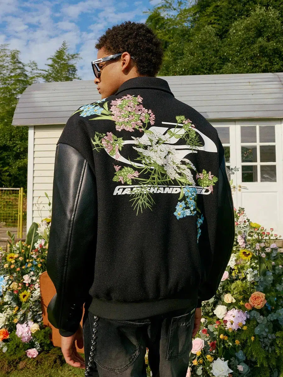 Floral Embroidery Baseball Jacket