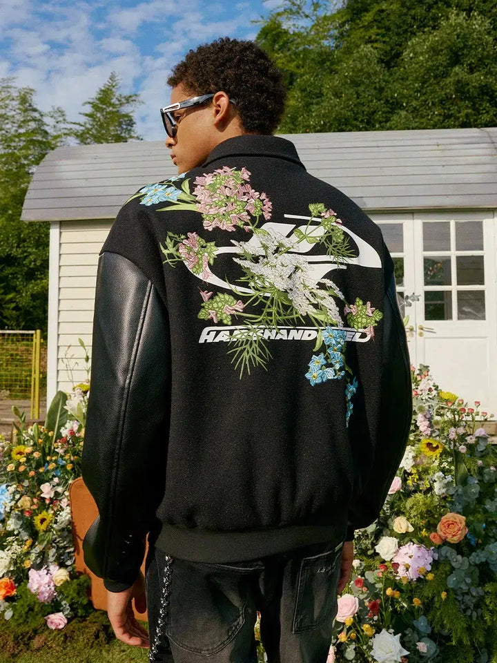 Floral Embroidery Baseball Jacket