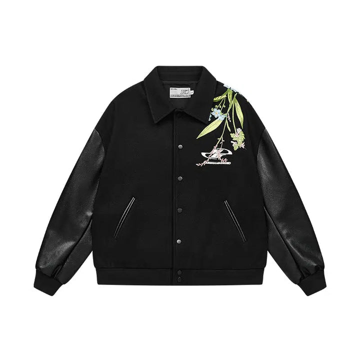 Floral Embroidery Baseball Jacket