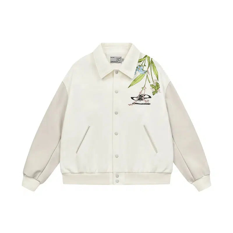 Floral Embroidery Baseball Jacket