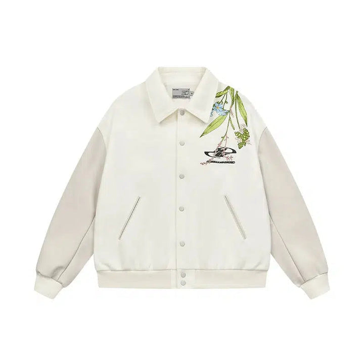 Floral Embroidery Baseball Jacket