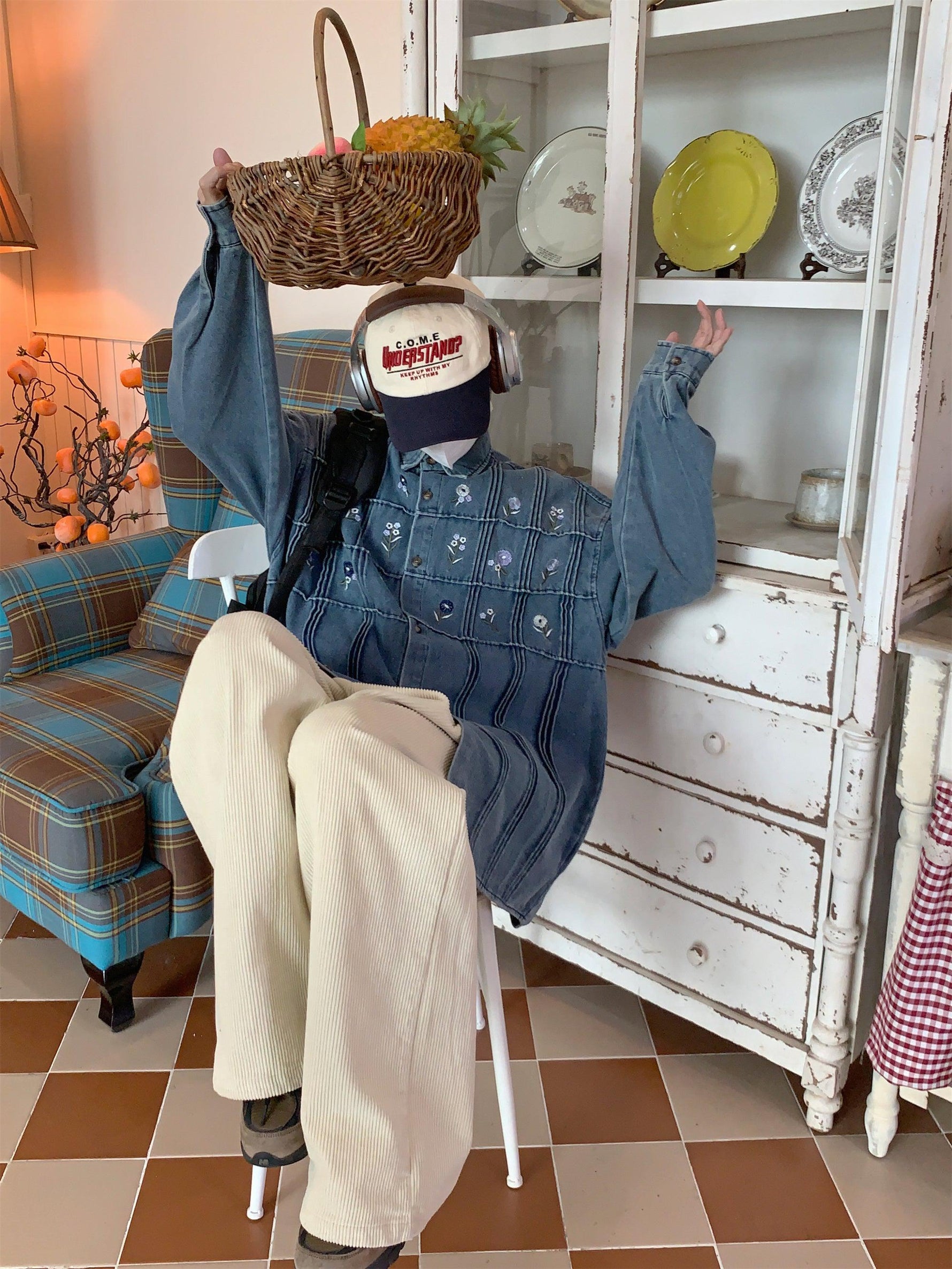 Floral Embroidery Denim Jacket