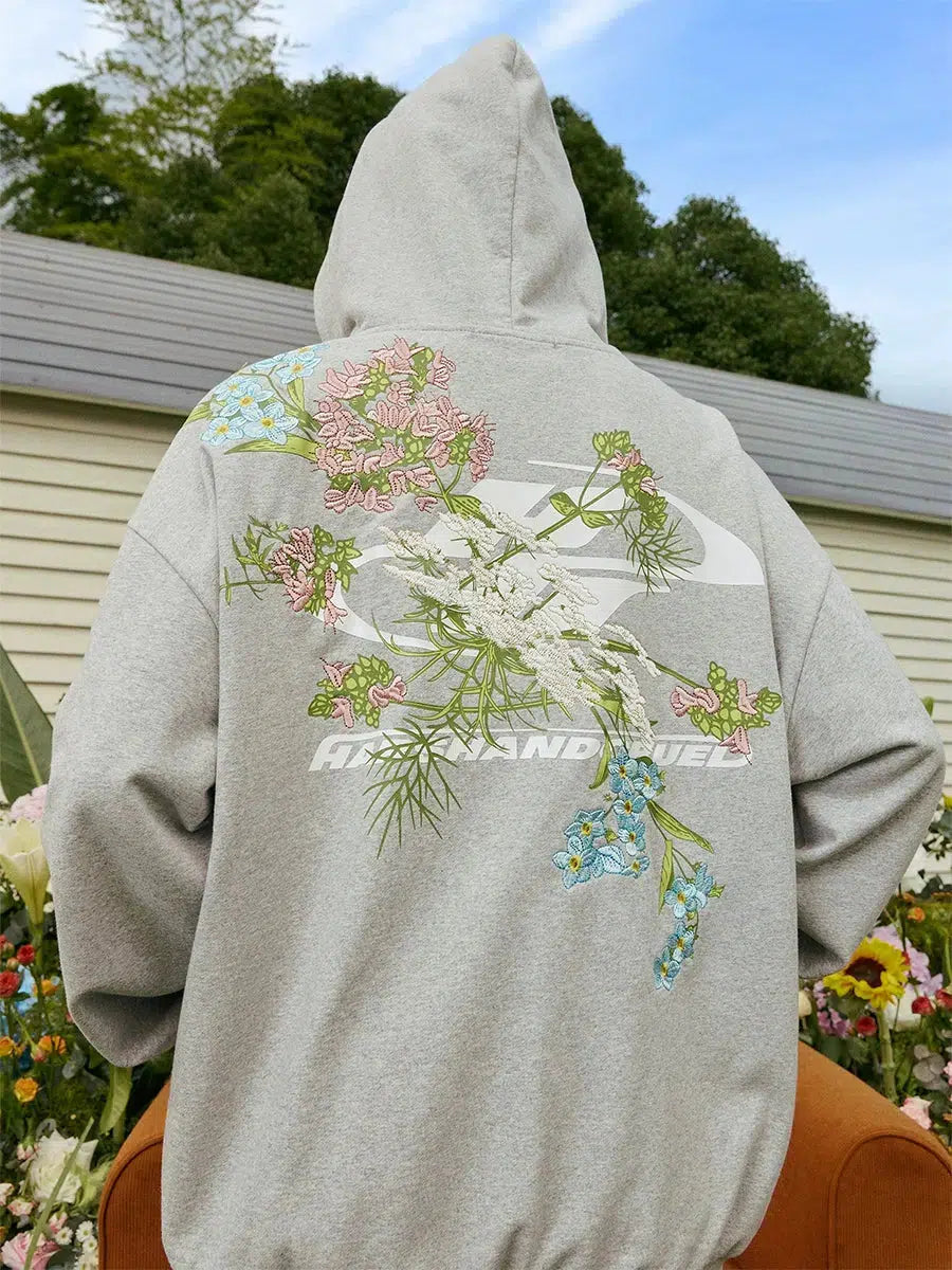 Floral embroidered hoodie shop