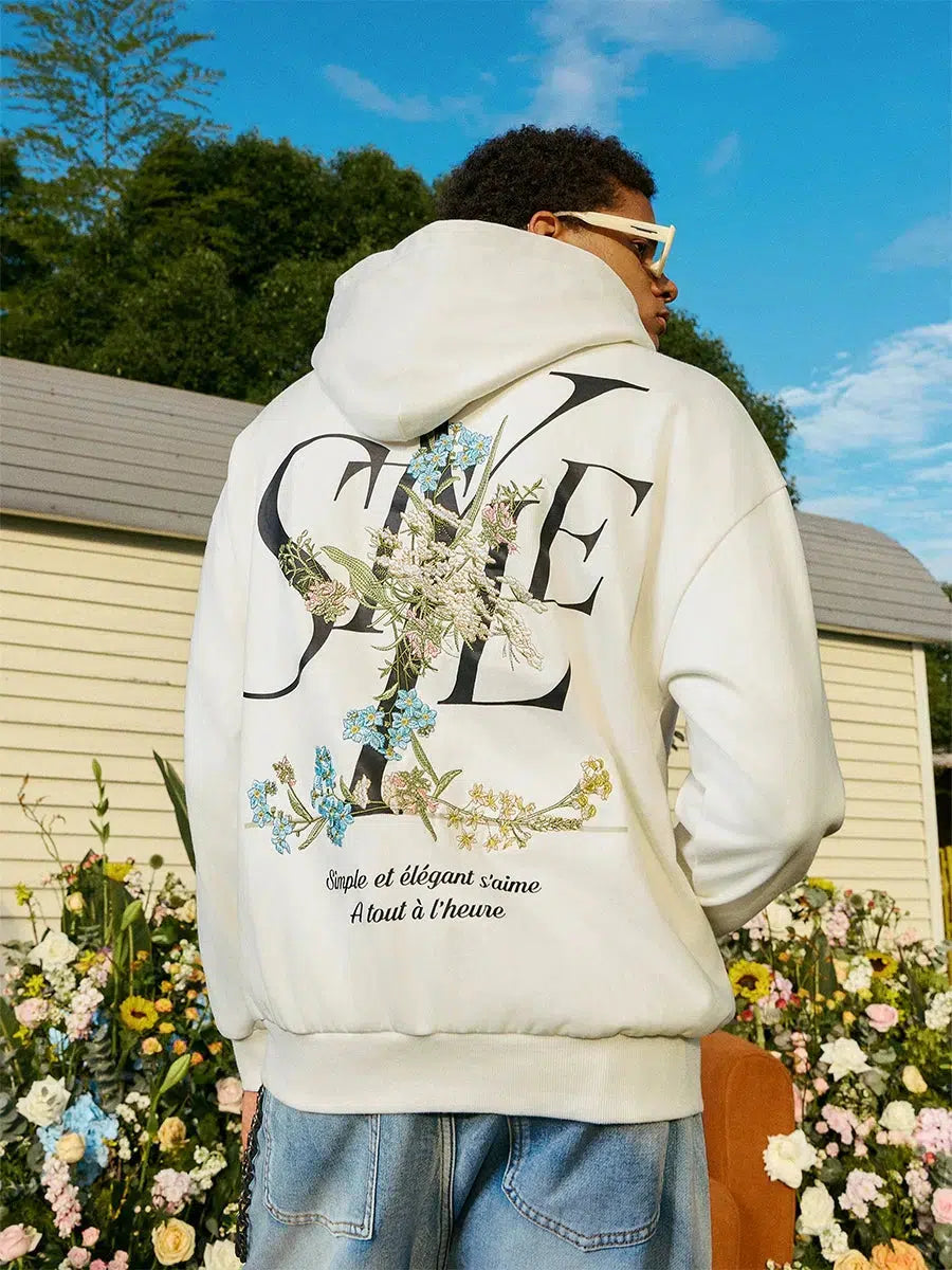 Floral Embroidery Hooded Sweatshirt