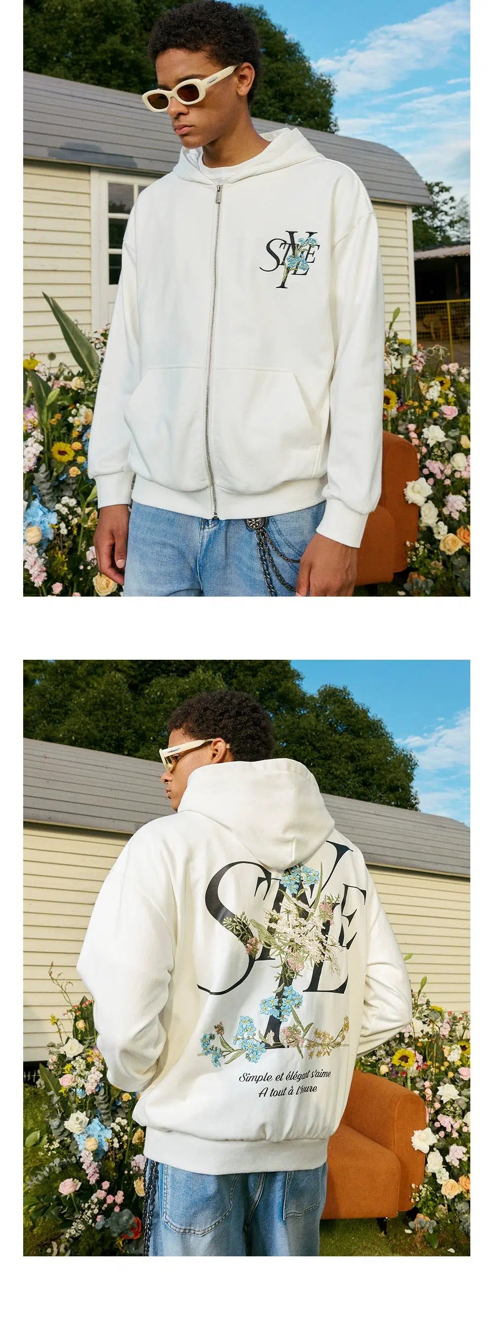 Floral Embroidery Hooded Sweatshirt