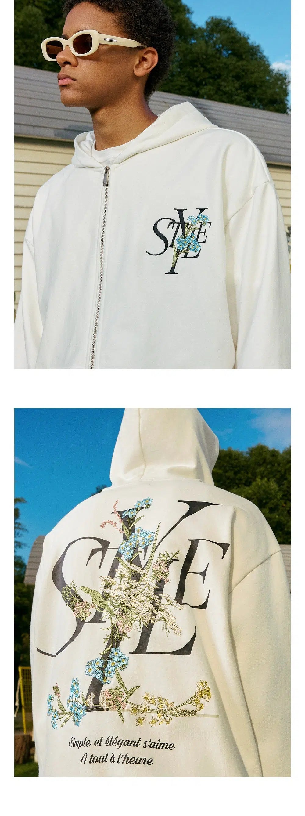 Floral Embroidery Hooded Sweatshirt