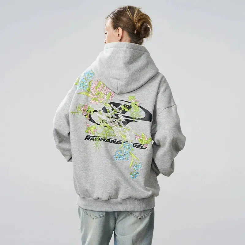 Floral Graphic Back Hoodies