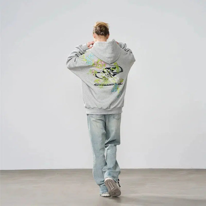 Floral Graphic Back Hoodies