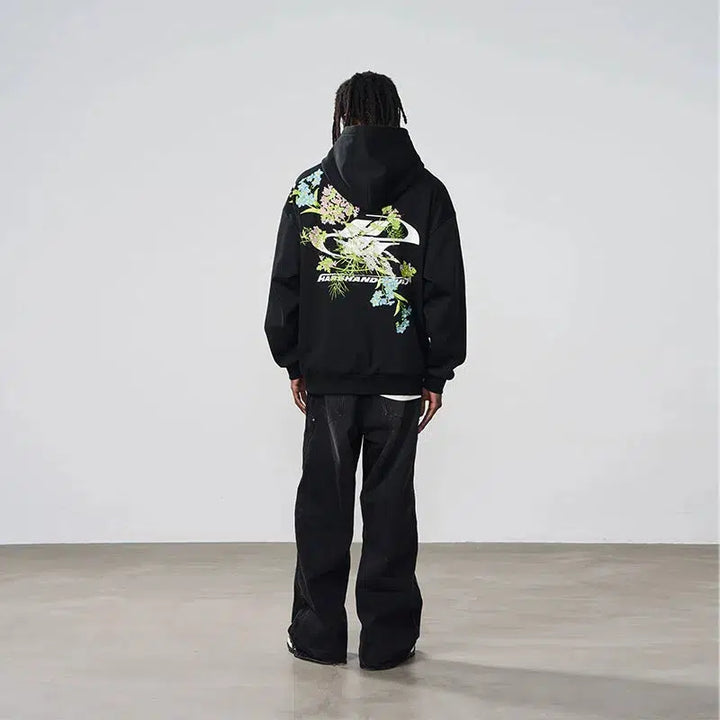 Floral Graphic Back Hoodies
