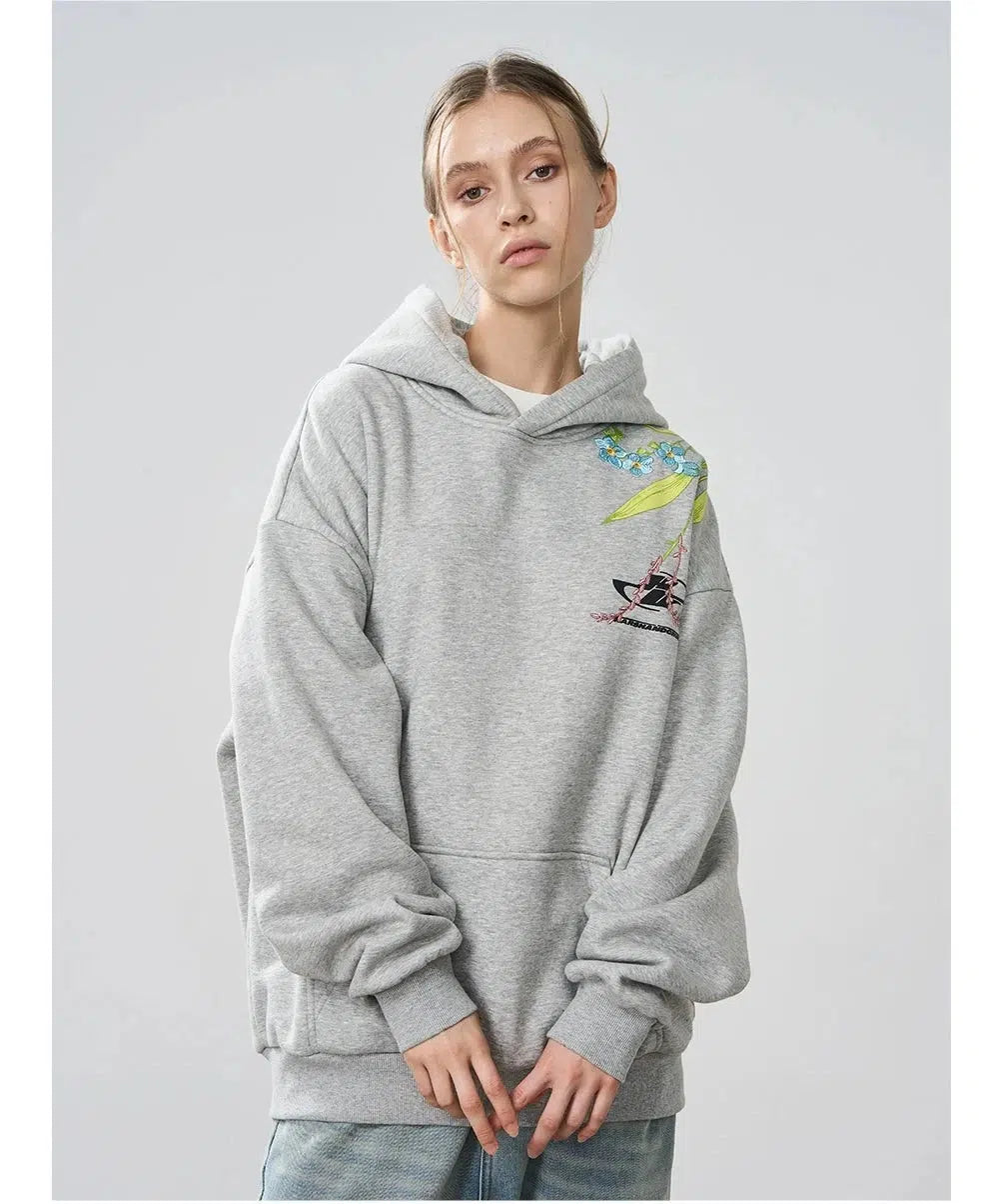 Floral Graphic Back Hoodies