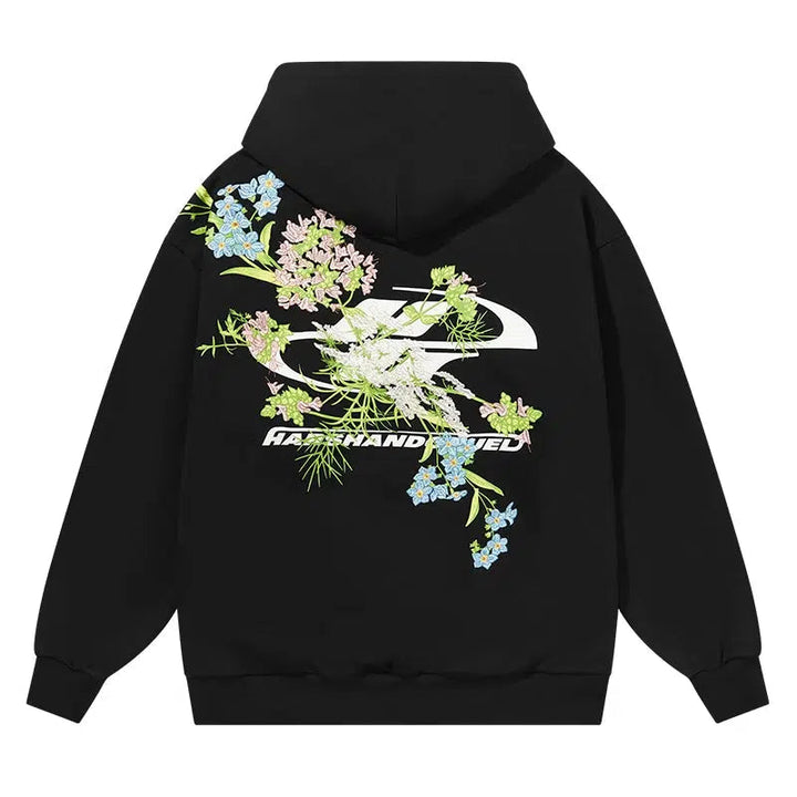 Floral Graphic Back Hoodies
