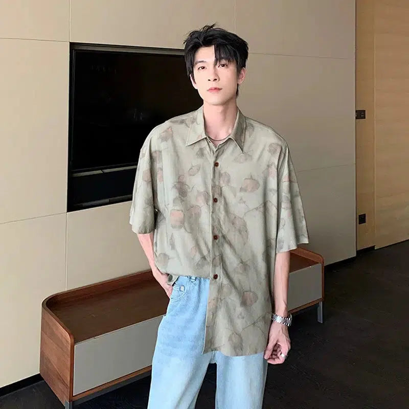 Floral Pattern Button-down Shirt