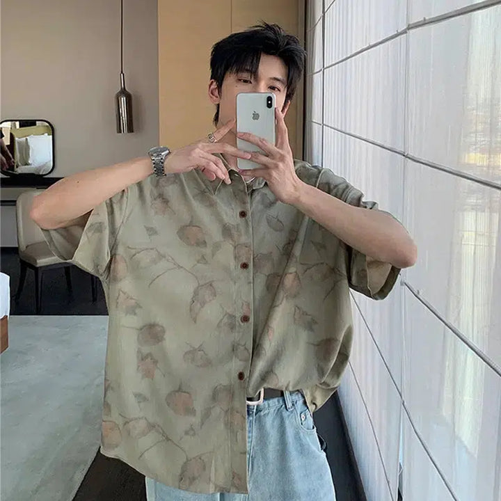 Floral Pattern Button-down Shirt