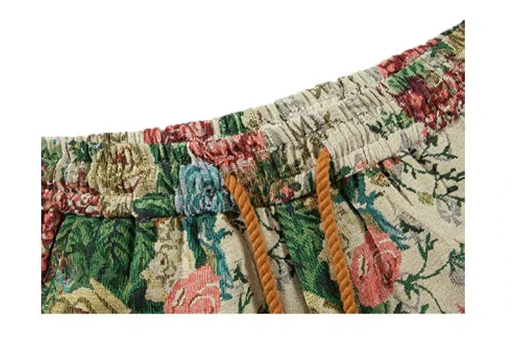 Floral Patterned Casual Drawstring Shorts