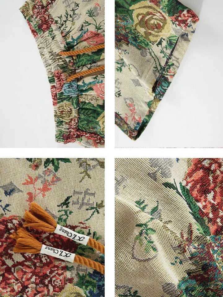 Floral Patterned Casual Drawstring Shorts