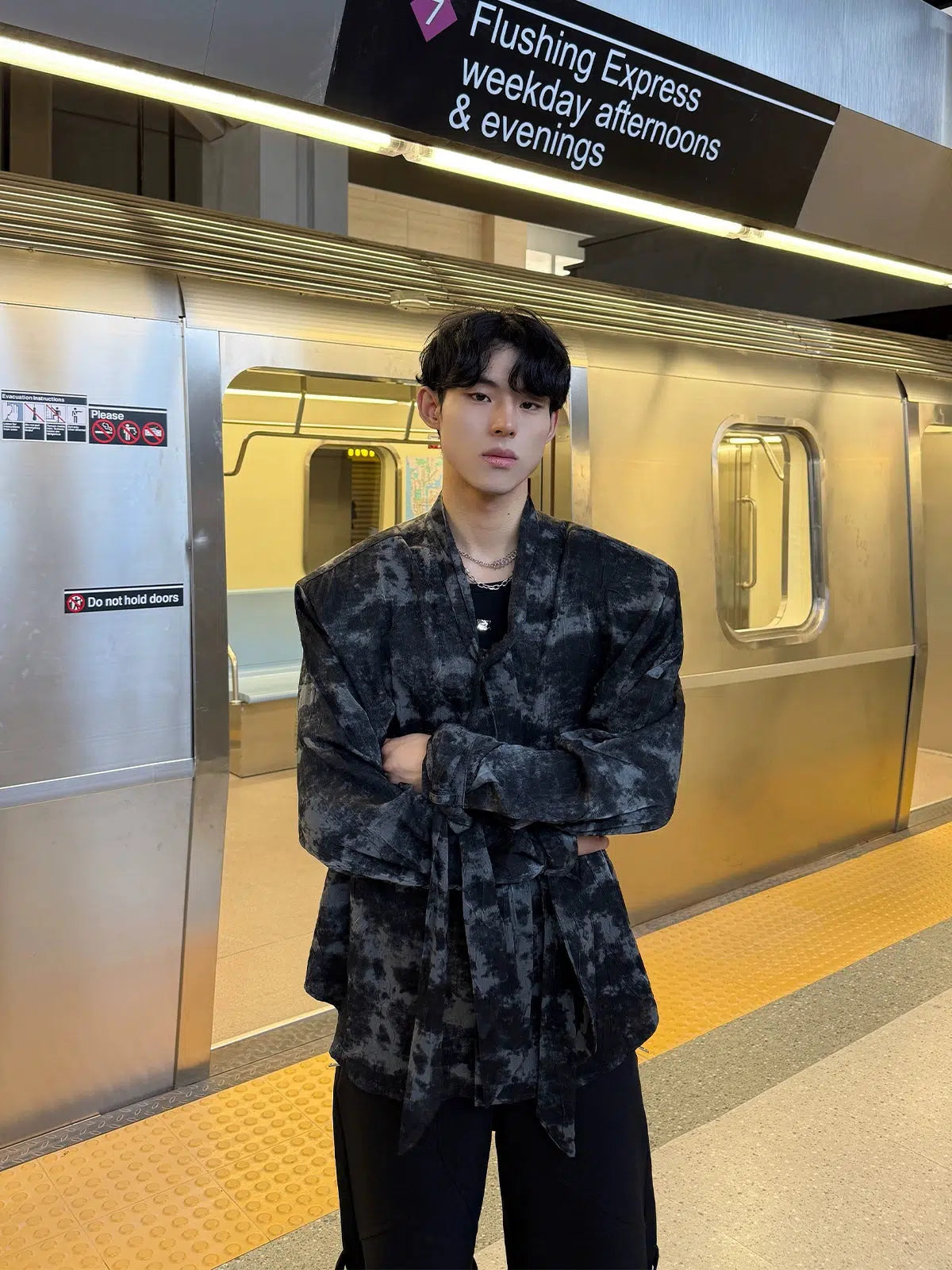 Flowy Patterned Long-Sleeve Shirt