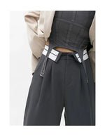 Folding Waistband Wide-leg Pleated Pants