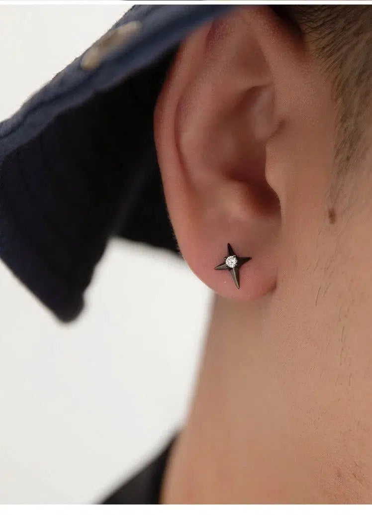 Four Pointed Star Stud Earrings