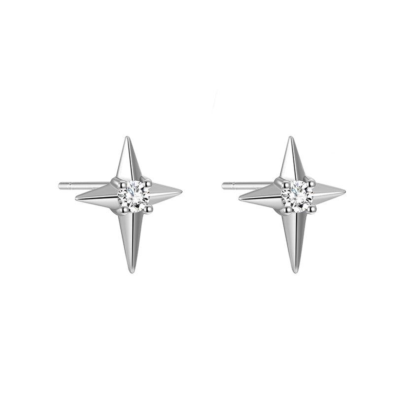Four Pointed Star Stud Earrings