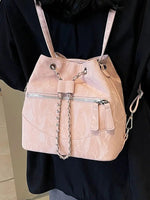 Front Pocket Chain Accent Bucket Bag