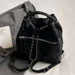 Front Pocket Chain Accent Bucket Bag